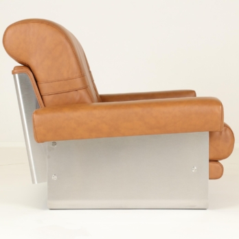 Lounge chair inox frame leather upholstery Xavier Féal IIF Inox Industrie France (11)