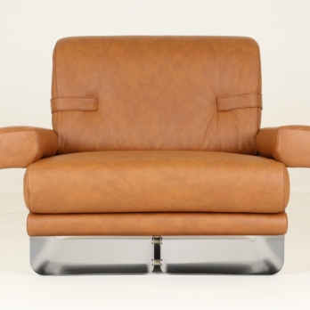 Lounge chair inox frame leather upholstery Xavier Féal IIF Inox Industrie France (23)