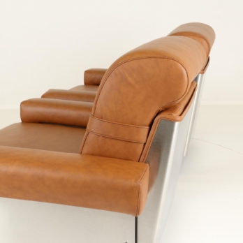 Lounge chair inox frame leather upholstery Xavier Féal IIF Inox Industrie France (24)