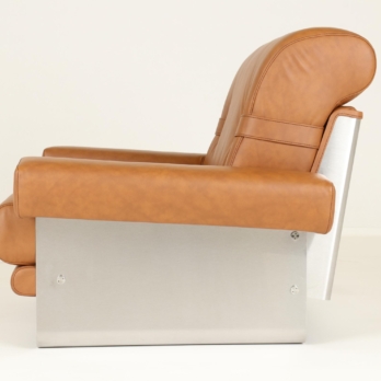 Lounge chair inox frame leather upholstery Xavier Féal IIF Inox Industrie France (3)