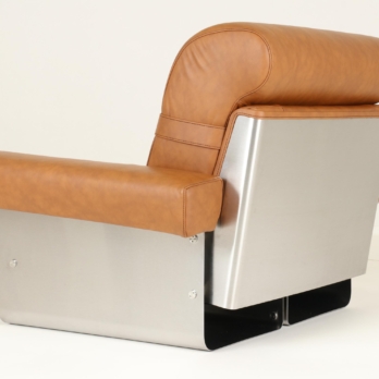 Lounge chair inox frame leather upholstery Xavier Féal IIF Inox Industrie France (5)