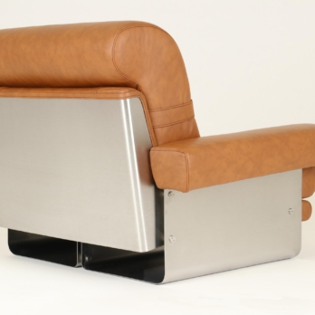 Lounge chair inox frame leather upholstery Xavier Féal IIF Inox Industrie France (9)