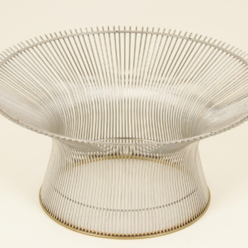 Coffee table with wire-rod base by Platner with transparant glass (6)