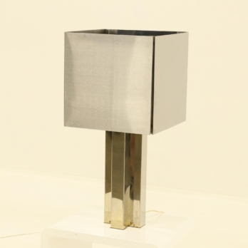 Rare square table lamp in inox (2)