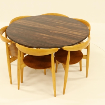 Restored dining set by Wegner with tabletop in rosewood (1)